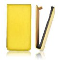 CUSTODIA FLIP VERTICALE SLIM PELLE per LG OPTIMUS L4 II, E440 COLORE GIALLO