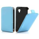 CUSTODIA FLIP VERTICALE SLIM PELLE per LG OPTIMUS L4 II, E440 COLORE AZZURRO