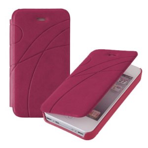 CUSTODIA FLIP ORIZZONTALE PELLE per APPLE IPHONE 5, 5s FANTASIA GROOVE COLORE ROSA