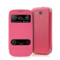 CUSTODIA FLIP ORIZZONTALE per SAMSUNG I8190 GALAXY S3 MINI CON DOPPIA FINESTRA IDENTIFICATIVO CHIAMANTE COLORE ROSA