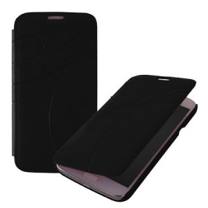 CUSTODIA FLIP BOOK PELLE per SAMSUNG I9150 GALAXY MEGA 5.8" POLLICI, I9152 CON PORTA CARTE FANTASIA GROOVE COLORE NERO