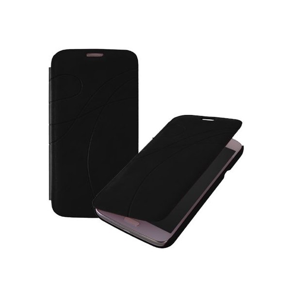 CUSTODIA FLIP BOOK PELLE per SAMSUNG I9150 GALAXY MEGA 5.8" POLLICI, I9152 CON PORTA CARTE FANTASIA GROOVE COLORE NERO