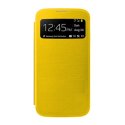 CUSTODIA FLIP COVER ORIZZONTALE CON FINESTRA IDENTIFICATIVO CHIAMANTE per SAMSUNG I9190 GALAXY S4 MINI COLORE GIALLO