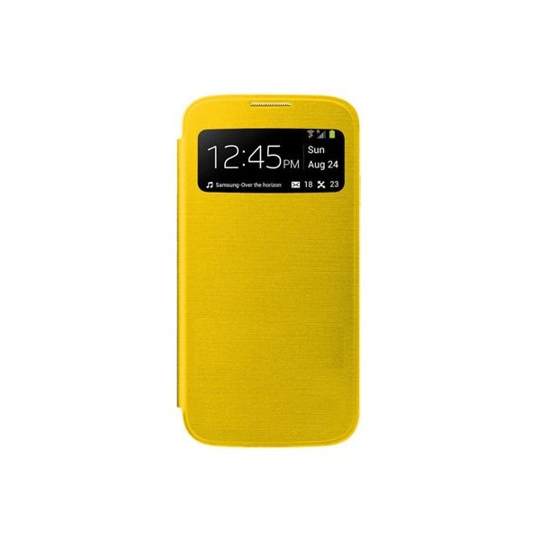 CUSTODIA FLIP COVER ORIZZONTALE CON FINESTRA IDENTIFICATIVO CHIAMANTE per SAMSUNG I9190 GALAXY S4 MINI COLORE GIALLO