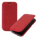 CUSTODIA FLIP BOOK PELLE per SAMSUNG I9190 GALAXY S4 MINI FANTASIA GROOVE COLORE ROSSO