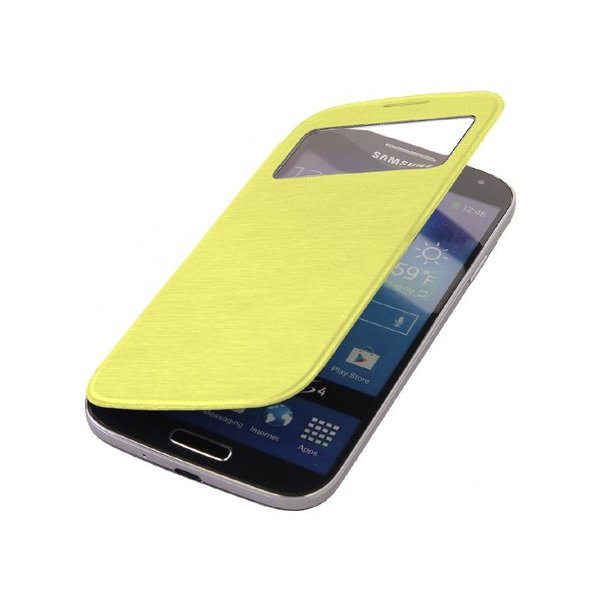 CUSTODIA ORIZZONTALE FLIP COVER CON FINESTRA IDENTIFICATIVO CHIAMANTE per SAMSUNG I9500 GALAXY S4 COLORE GIALLO