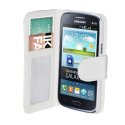 CUSTODIA FLIP ORIZZONTALE per HUAWEI ASCEND G510, U8951 DAYTONA CON TASCHE PORTA CARTE COLORE BIANCO