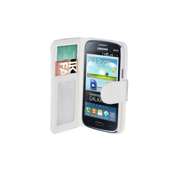 CUSTODIA FLIP ORIZZONTALE per HUAWEI ASCEND G510, U8951 DAYTONA CON TASCHE PORTA CARTE COLORE BIANCO