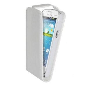 CUSTODIA FLIP VERTICALE PELLE per SAMSUNG I8260 GALAXY CORE, I8262 COLORE BIANCO