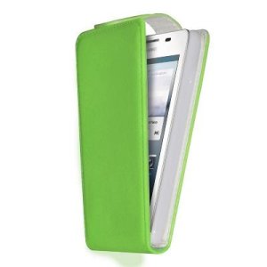 CUSTODIA FLIP VERTICALE PELLE per HUAWEI ASCEND G510, U8951 COLORE VERDE