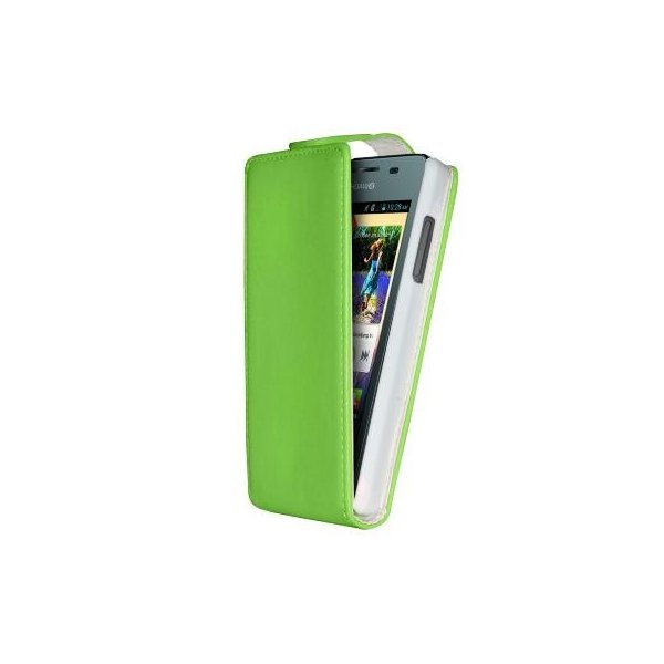 CUSTODIA FLIP VERTICALE PELLE per HUAWEI ASCEND Y300, U8833 COLORE VERDE