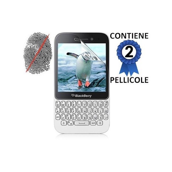 PELLICOLA PROTEGGI DISPLAY ANTI IMPRONTA per BLACKBERRY Q5 CONFEZIONE 2 PEZZI