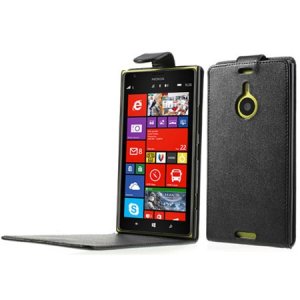 CUSTODIA FLIP VERTICALE PELLE per NOKIA LUMIA 1520 COLORE NERO