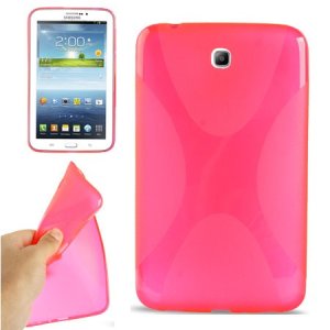 CUSTODIA GEL TPU SILICONE DOUBLE X-LINE per SAMSUNG P3200 GALAXY TAB 3 7.0, P3210 7" POLLICI COLORE ROSA