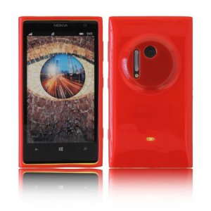 CUSTODIA GEL TPU SILICONE LUCIDA per NOKIA LUMIA 1020, EOS, 909, RM-875, RM-877, RM-876 COLORE ROSSO