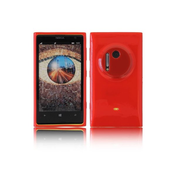 CUSTODIA GEL TPU SILICONE LUCIDA per NOKIA LUMIA 1020, EOS, 909, RM-875, RM-877, RM-876 COLORE ROSSO