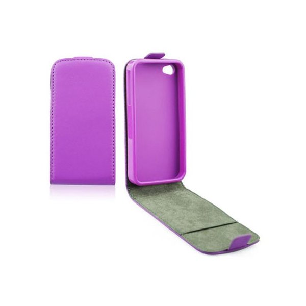 CUSTODIA FLIP VERTICALE SLIM PELLE per APPLE IPHONE 4, 4s CON INTERNO IN TPU SILICONE COLORE VIOLA