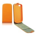 CUSTODIA FLIP VERTICALE SLIM PELLE per APPLE IPHONE 4, 4s CON INTERNO IN TPU SILICONE COLORE ARANCIONE