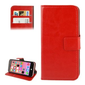 CUSTODIA FLIP ORIZZONTALE per APPLE IPHONE 5c CON STAND E TASCHE PORTA CARTE COLORE ROSSO