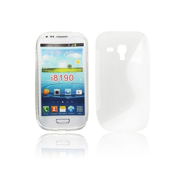 CUSTODIA GEL TPU SILICONE DOUBLE per SAMSUNG i8190 Galaxy S3 Mini, I8200 Galaxy S3 Mini VE COLORE BIANCO TRASPARENTE