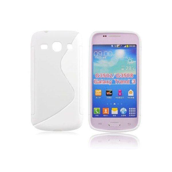 CUSTODIA GEL TPU SILICONE DOUBLE per SAMSUNG G3500 GALAXY CORE PLUS, G3502 GALAXY TREND 3 COLORE BIANCO TRASPARENTE