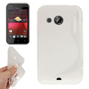 CUSTODIA GEL TPU SILICONE DOUBLE per HTC DESIRE 200 COLORE BIANCO-TRASPARENTE