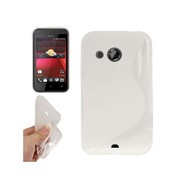 CUSTODIA GEL TPU SILICONE DOUBLE per HTC DESIRE 200 COLORE BIANCO-TRASPARENTE