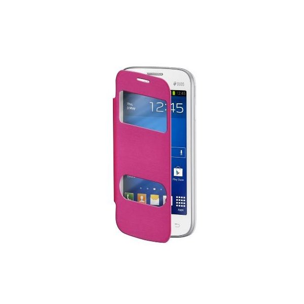 CUSTODIA FLIP ORIZZONTALE per SAMSUNG S7260 GALAXY STAR PRO CON DOPPIA FINESTRA IDENTIFICATIVO CHIAMANTE COLORE ROSA