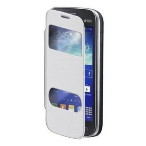 CUSTODIA FLIP ORIZZONTALE per SAMSUNG S7270 GALAXY ACE 3 CON DOPPIA FINESTRA IDENTIFICATIVO CHIAMANTE COLORE BIANCO