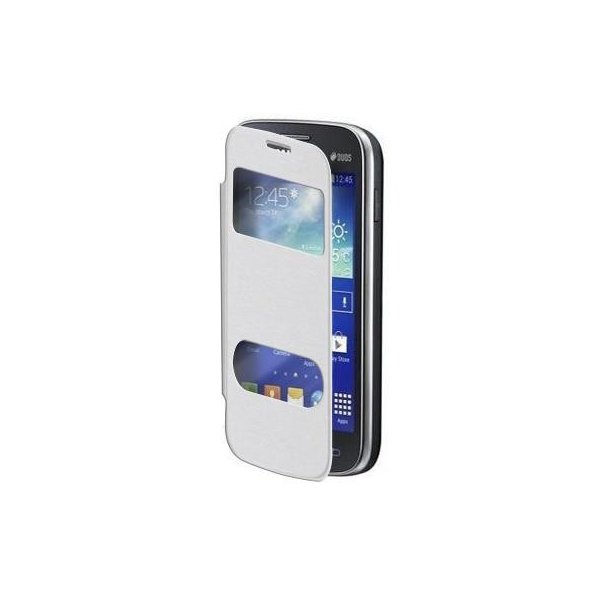 CUSTODIA FLIP ORIZZONTALE per SAMSUNG S7270 GALAXY ACE 3 CON DOPPIA FINESTRA IDENTIFICATIVO CHIAMANTE COLORE BIANCO