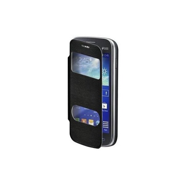 CUSTODIA FLIP ORIZZONTALE per SAMSUNG S7270 GALAXY ACE 3 CON DOPPIA FINESTRA IDENTIFICATIVO CHIAMANTE COLORE NERO