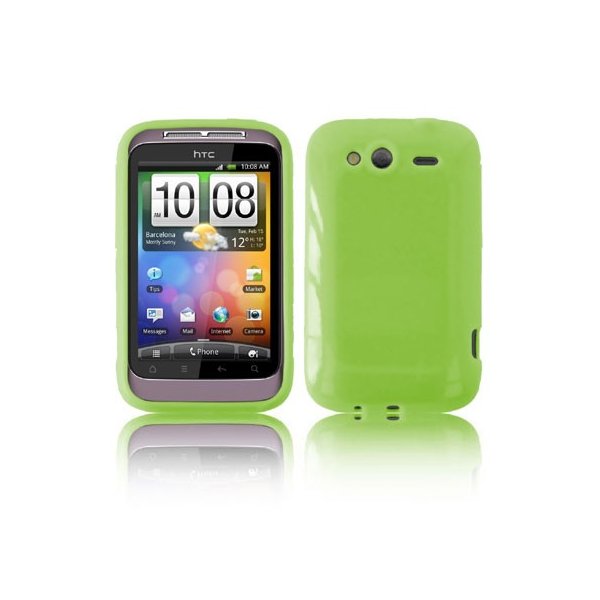 CUSTODIA GEL TPU SILICONE LUCIDA per HTC WILDFIRE S, PG76110 COLORE VERDE