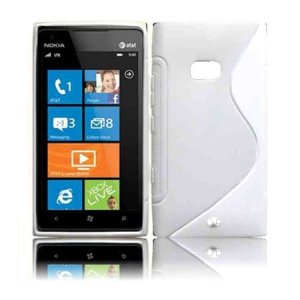 CUSTODIA GEL TPU SILICONE DOUBLE per NOKIA LUMIA 900 COLORE BIANCO-TRASPARENTE