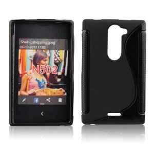 CUSTODIA GEL TPU SILICONE DOUBLE per NOKIA ASHA 502 COLORE NERO