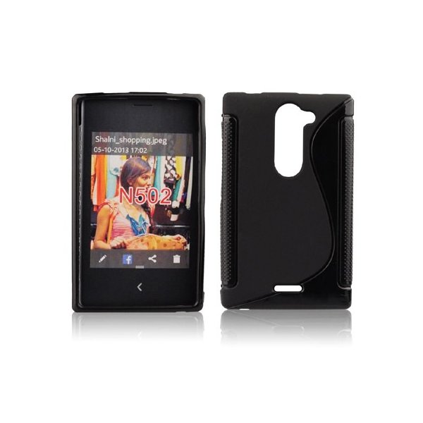 CUSTODIA GEL TPU SILICONE DOUBLE per NOKIA ASHA 502 COLORE NERO