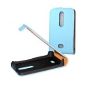 CUSTODIA FLIP VERTICALE SLIM PELLE per NOKIA ASHA 501 COLORE AZZURRO