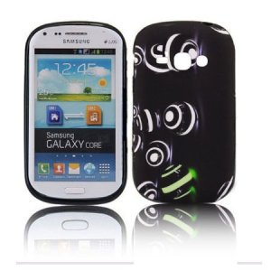 CUSTODIA GEL TPU SILICONE per SAMSUNG I8260 GALAXY CORE, I8262 GALAXY CORE DUOS FANTASIA SFERE SU SFONDO NERO