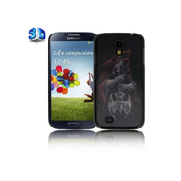 CUSTODIA BACK RIGIDA IN 3D per SAMSUNG I9500 GALAXY S4, I9505, I9502 FANTASIA SCHELETRO CON CHITARRA