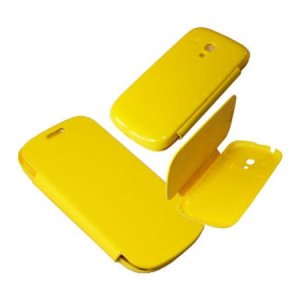 CUSTODIA FLIP COVER ORIZZONTALE per SAMSUNG I8190 GALAXY S3 MINI COLORE GIALLO