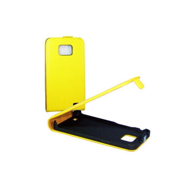 CUSTODIA FLIP VERTICALE SLIM PELLE per SAMSUNG I9100 GALAXY S2, I9105 GALAXY S2 PLUS COLORE GIALLO