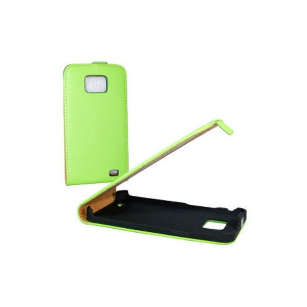 CUSTODIA FLIP VERTICALE SLIM PELLE per SAMSUNG I9100 GALAXY S2, I9105 GALAXY S2 PLUS COLORE VERDE