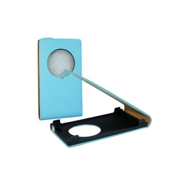 CUSTODIA FLIP SLIM VERTICALE PELLE per NOKIA LUMIA 1020, EOS, 909, RM-875, RM-877, RM-876 COLORE AZZURRO