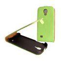 CUSTODIA FLIP VERTICALE SLIM PELLE per SAMSUNG I9190 GALAXY S4 MINI, I9192, I9195 COLORE VERDE