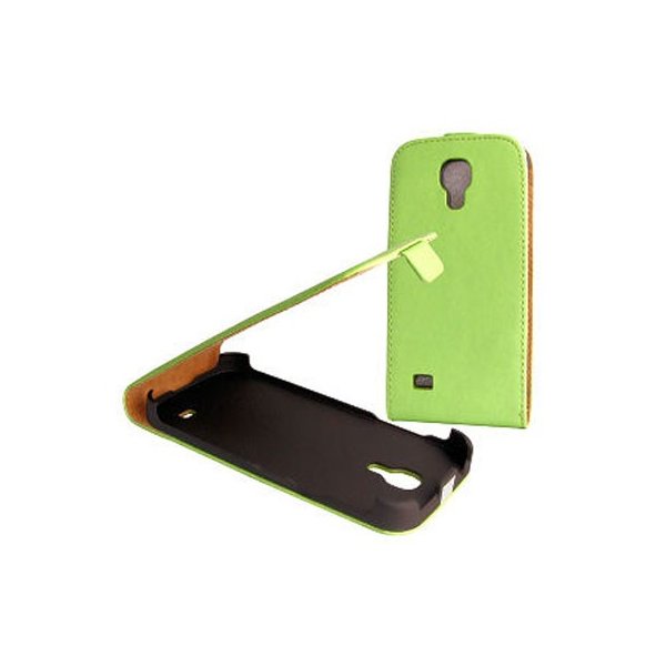 CUSTODIA FLIP VERTICALE SLIM PELLE per SAMSUNG I9190 GALAXY S4 MINI, I9192, I9195 COLORE VERDE