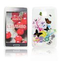 CUSTODIA GEL TPU SILICONE per LG OPTIMUS L3 II, E430 FANTASIA FARFALLE SU SFONDO BIANCO