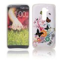 CUSTODIA GEL TPU SILICONE per LG OPTIMUS G2, D802, D802TA, D803 FANTASIA FARFALLE SU SFONDO BIANCO