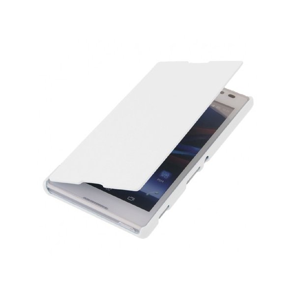 CUSTODIA FLIP ORIZZONTALE per SONY XPERIA C, S39H, C2305 COLORE BIANCO