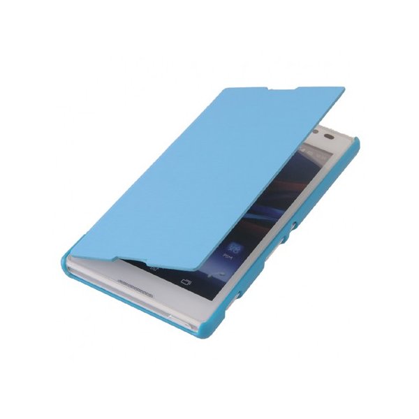 CUSTODIA FLIP ORIZZONTALE per SONY XPERIA C, S39H, C2305 COLORE AZZURRO