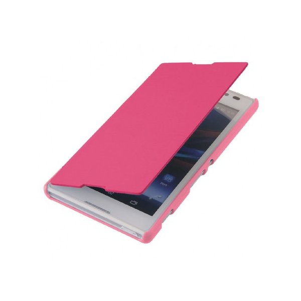 CUSTODIA FLIP ORIZZONTALE per SONY XPERIA C, S39H, C2305 COLORE ROSA