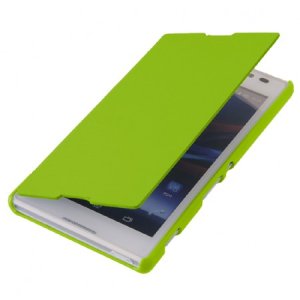 CUSTODIA FLIP ORIZZONTALE per SONY XPERIA C, S39H, C2305 COLORE VERDE